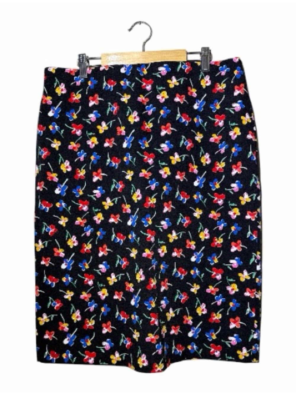 Philosophy Black Floral Pencil Skirt with Red, Blue, Yellow Flowers